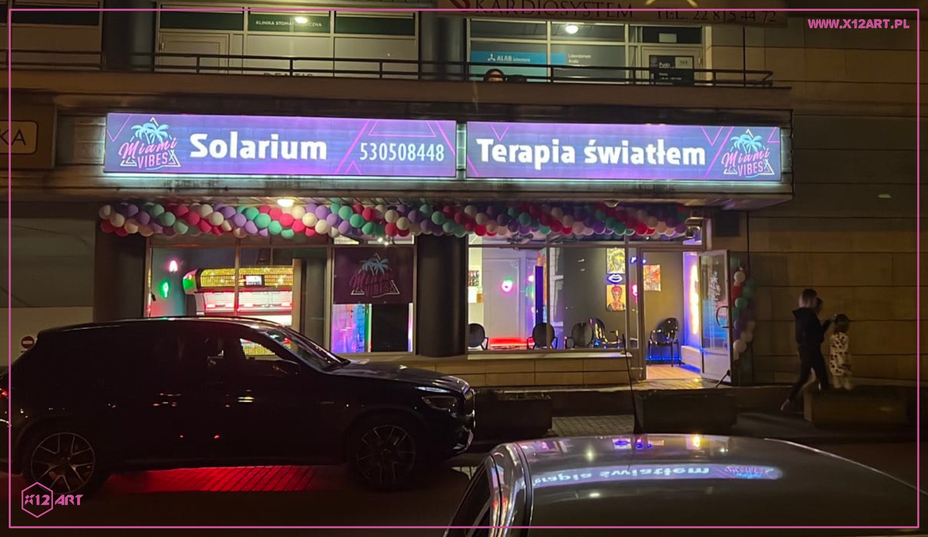 Kasetony reklamowe dla Solarium MIAMI VIBES Warszawa